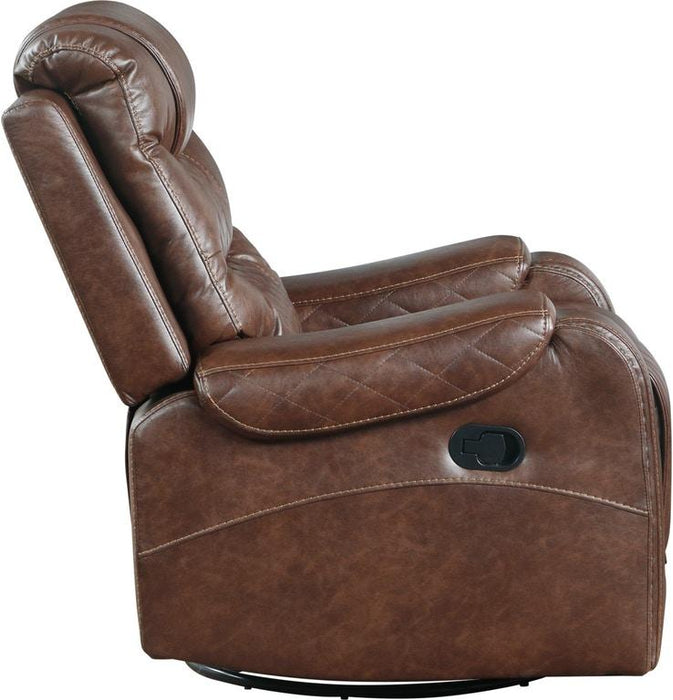 Homelegance Furniture Putnam Swivel Glider Reclining Chair in Brown 9405BR-1 - LasVegasFurnitureOnline.com