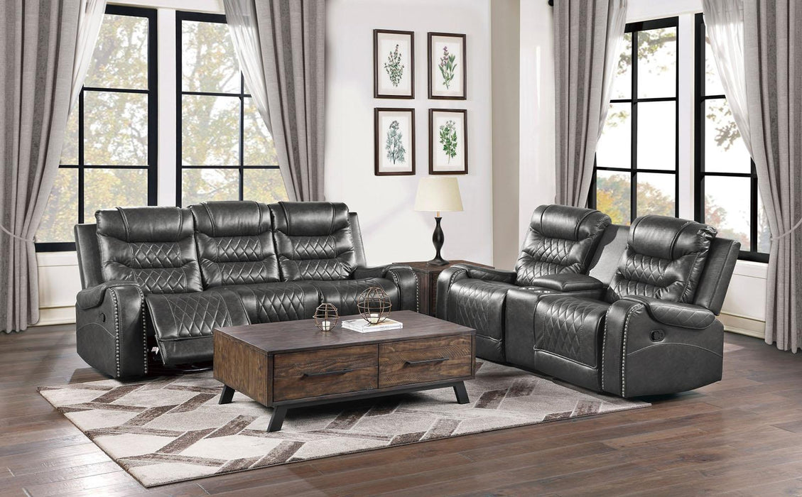 Homelegance Furniture Putnam Double Glider Reclining Loveseat in Gray 9405GY-2 - LasVegasFurnitureOnline.com