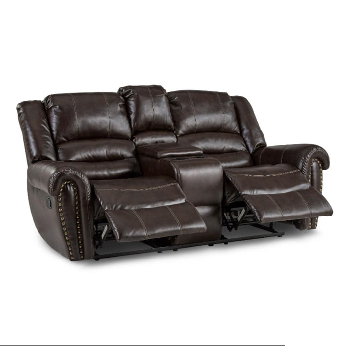 Homelegance Furniture Center Hill Double Glider Reclining Loveseat w/ Center Console in Dark Brown 9668BRW-2 - LasVegasFurnitureOnline.com