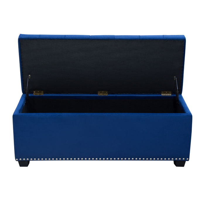 Majestic Tufted Velvet Lift-Top Storage Trunk w/ Nail Head Accent by Diamond Sofa - Royal Blue Velvet - LasVegasFurnitureOnline.com