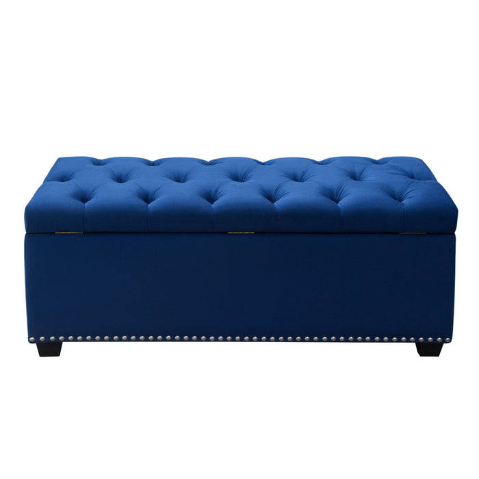 Majestic Tufted Velvet Lift-Top Storage Trunk w/ Nail Head Accent by Diamond Sofa - Royal Blue Velvet - LasVegasFurnitureOnline.com