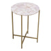 Mika Round Accent Table w/ Rose Quartz Top w/ Brass Base by Diamond Sofa - LasVegasFurnitureOnline.com