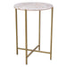 Mika Round Accent Table w/ Rose Quartz Top w/ Brass Base by Diamond Sofa - LasVegasFurnitureOnline.com