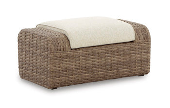 Sandy Bloom Outdoor Ottoman with Cushion - LasVegasFurnitureOnline.com