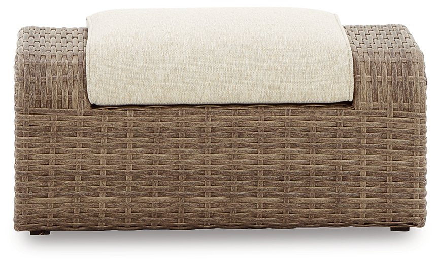 Sandy Bloom Outdoor Ottoman with Cushion - LasVegasFurnitureOnline.com