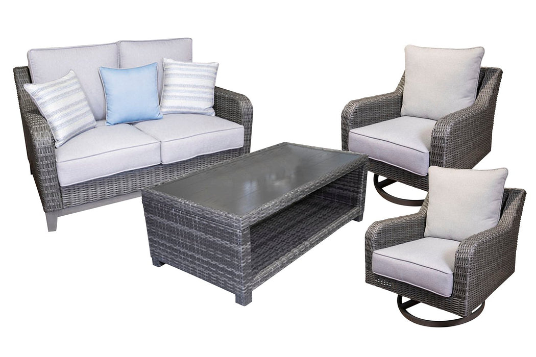 Elite Park Outdoor Loveseat, Lounge Chairs and Cocktail Table - LasVegasFurnitureOnline.com