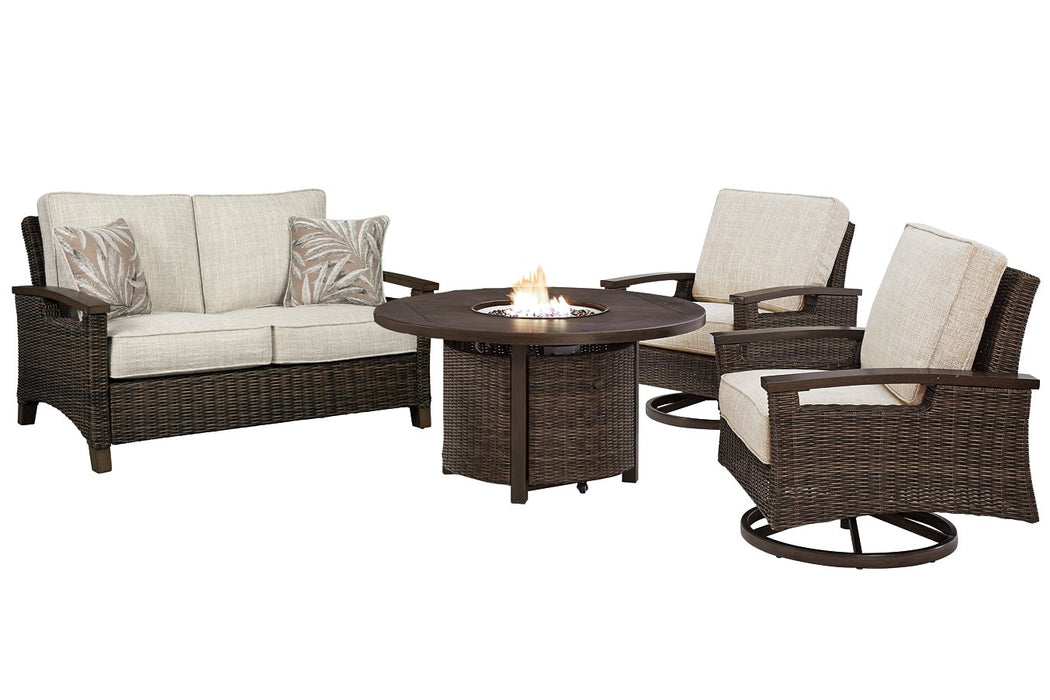 Paradise Trail Outdoor Loveseat, Lounge Chairs and Fire Pit Table - LasVegasFurnitureOnline.com