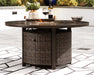 Paradise Trail Paradise Trail Fire Pit Table with 4 Nuvella Swivel Lounge Chairs - LasVegasFurnitureOnline.com