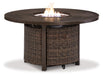 Paradise Trail Paradise Trail Fire Pit Table with 4 Nuvella Swivel Lounge Chairs - LasVegasFurnitureOnline.com