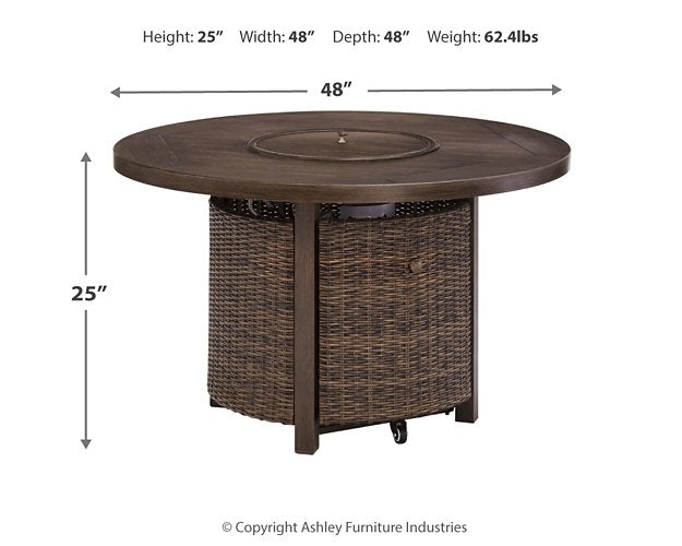 Paradise Trail Paradise Trail Fire Pit Table with 4 Nuvella Swivel Lounge Chairs - LasVegasFurnitureOnline.com