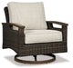 Paradise Trail Paradise Trail Fire Pit Table with 4 Nuvella Swivel Lounge Chairs - LasVegasFurnitureOnline.com