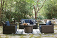 Grasson Lane Grasson Lane Nuvella Loveseat and 2 Lounge Chairs with Fire Pit Table - LasVegasFurnitureOnline.com