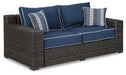 Grasson Lane Grasson Lane Nuvella Loveseat and 2 Lounge Chairs with Fire Pit Table - LasVegasFurnitureOnline.com