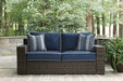 Grasson Lane Grasson Lane Nuvella Loveseat and 2 Lounge Chairs with Fire Pit Table - LasVegasFurnitureOnline.com