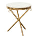 Reed Round Accent Table with White Marble Top and Gold Finished Metal Base by Diamond Sofa - LasVegasFurnitureOnline.com