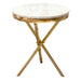 Reed Round Accent Table with White Marble Top and Gold Finished Metal Base by Diamond Sofa - LasVegasFurnitureOnline.com