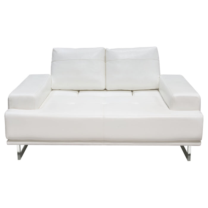 Russo Loveseat w/ Adjustable Seat Backs in White Air Leather by Diamond Sofa - LasVegasFurnitureOnline.com