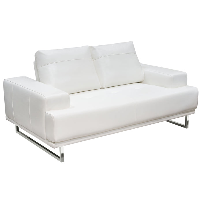 Russo Loveseat w/ Adjustable Seat Backs in White Air Leather by Diamond Sofa - LasVegasFurnitureOnline.com