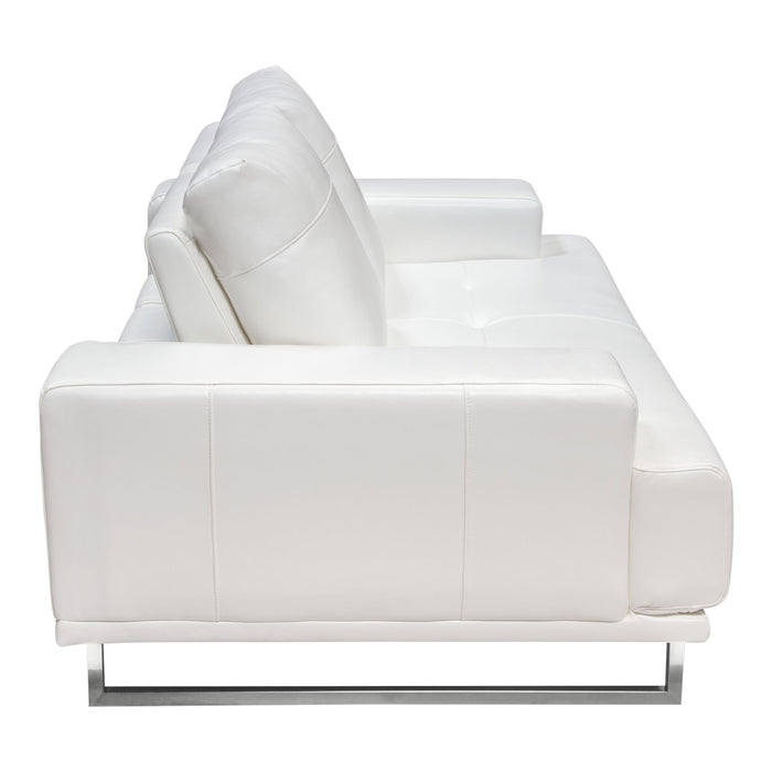 Russo Loveseat w/ Adjustable Seat Backs in White Air Leather by Diamond Sofa - LasVegasFurnitureOnline.com