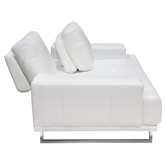 Russo Loveseat w/ Adjustable Seat Backs in White Air Leather by Diamond Sofa - LasVegasFurnitureOnline.com