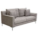 Seattle Loose Back Loveseat in Grey Polyester Fabric w/ Polished Silver Metal Leg by Diamond Sofa - LasVegasFurnitureOnline.com