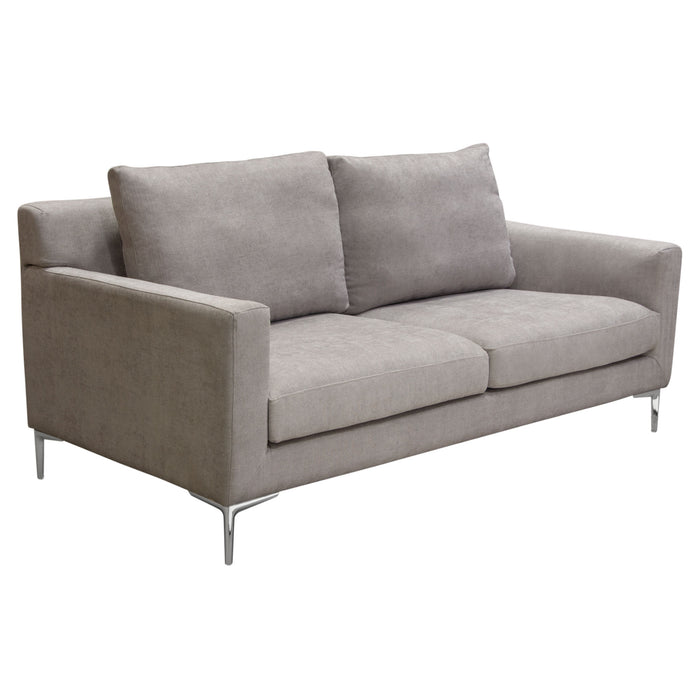 Seattle Loose Back Loveseat in Grey Polyester Fabric w/ Polished Silver Metal Leg by Diamond Sofa - LasVegasFurnitureOnline.com