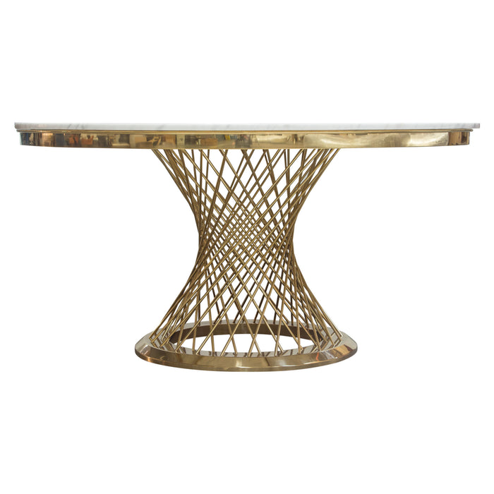 Solstice 60" Round Dining Table with Genuine Marble Top and Polished Gold Spiral Spoked Base by Diamond Sofa - LasVegasFurnitureOnline.com