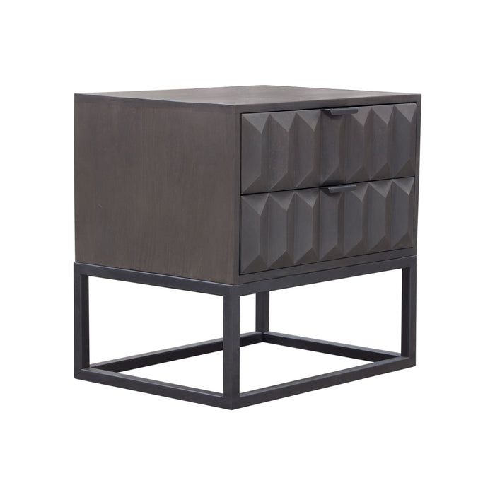 Spectrum 2-Drawer Solid Mango Wood Accent Table in Smoke Grey Finish w/ Gun Metal Finished Legs by Diamond Sofa - LasVegasFurnitureOnline.com