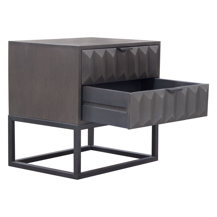 Spectrum 2-Drawer Solid Mango Wood Accent Table in Smoke Grey Finish w/ Gun Metal Finished Legs by Diamond Sofa - LasVegasFurnitureOnline.com