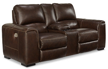 Alessandro Power Reclining Loveseat with Console - LasVegasFurnitureOnline.com