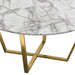 Vida 35" Round Cocktail Table w/ Faux Marble Top and Brushed Gold Metal Frame by Diamond Sofa - LasVegasFurnitureOnline.com