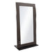 Vista Solid Acacia Wood Mirror w/ Live Edge in Espresso Finish w/ Silver Inlay & Black Self-Supporting Stand by Diamond Sofa - LasVegasFurnitureOnline.com