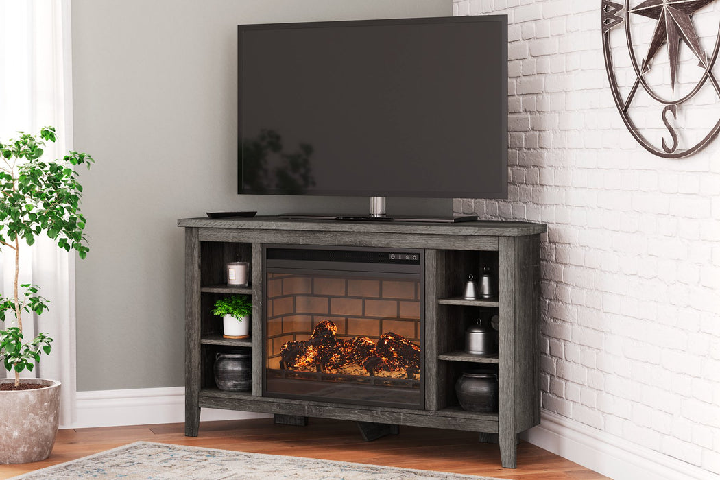 Arlenbry Corner TV Stand with Electric Fireplace - LasVegasFurnitureOnline.com