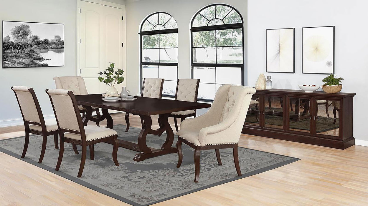 Brockway 5-Piece Rectangular Trestle Dining Set Antique Java image