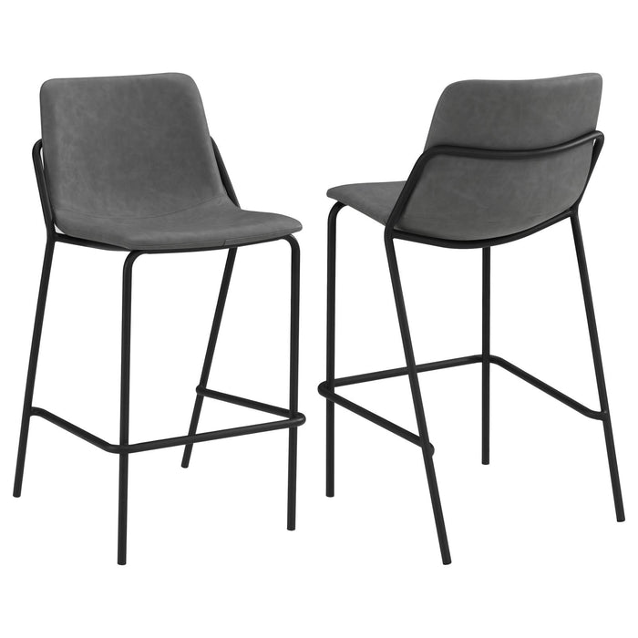 Earnest Solid Back Upholstered Bar Stools Grey and Black (Set of 2) image