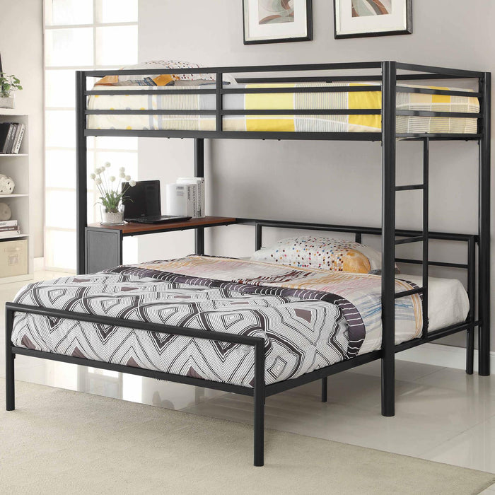 Fisher 2-piece Metal Workstation Loft Bed Set Gunmetal image