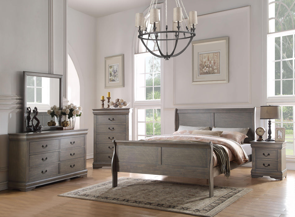 Acme Louis Philippe Antique Gray Eastern King Bed