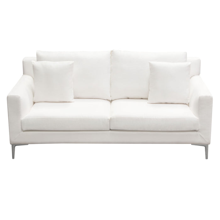 Seattle Loose Back Loveseat in White Linen w/ Polished Silver Metal Leg by Diamond Sofa image